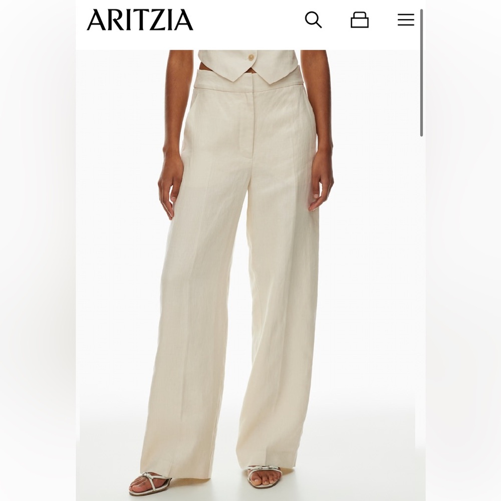 Aritzia Cream Wide-Leg Trousers